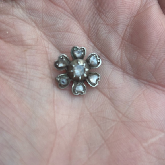 Antique Georgian rose cut diamonds flowers pendant 18kt yellow gold and silver - Picture 6 of 7